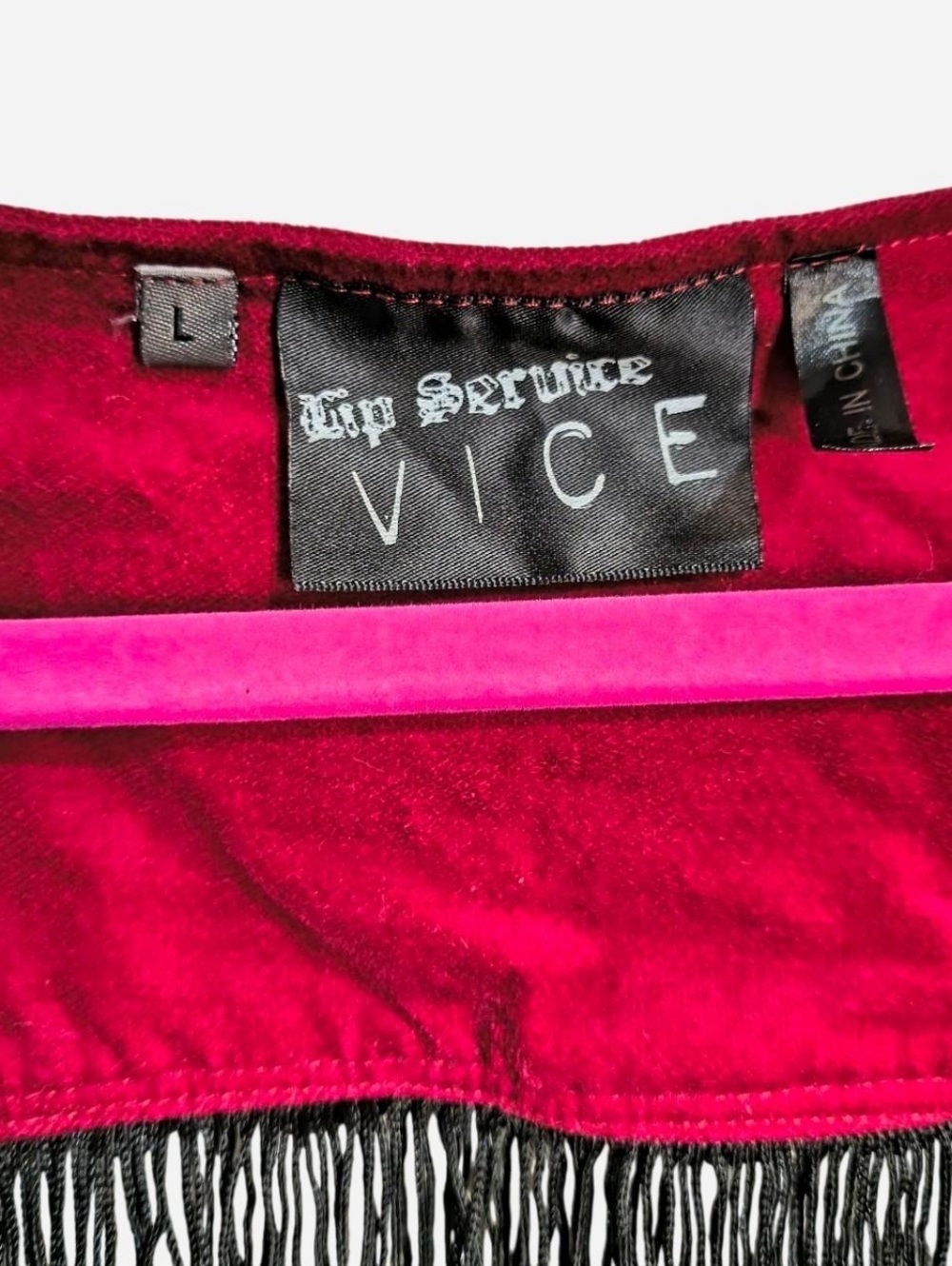 Lip Service Vice Vintage Red Velvet Fringe Dress Size Large - Picture 3 of 3